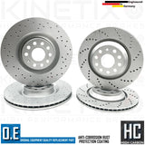 FOR VW GOLF R MK6 DRILLED FRONT REAR BRAKE DISCS BREMBO PADS 345mm 310mm FR RR