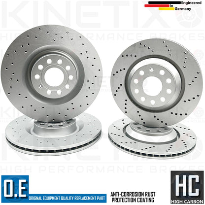 FOR SEAT LEON CUPRA 2.0 R DRILLED FRONT REAR BRAKE DISCS MINTEX PADS 345mm 310mm