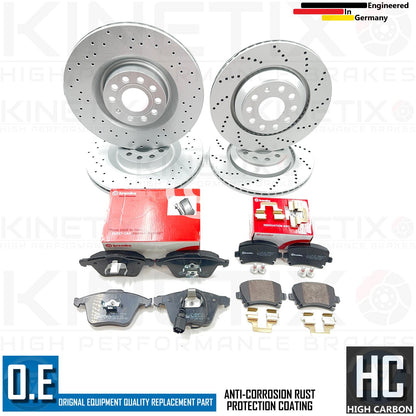FOR VW GOLF MK5 R32 DRILLED FRONT REAR BRAKE DISCS BREMBO PADS 345mm 310mm