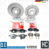 CROSS DRILLED FRONT REAR BRAKE DISCS BREMBO PADS FOR VW GOLF R R32 AUDI A3 S3