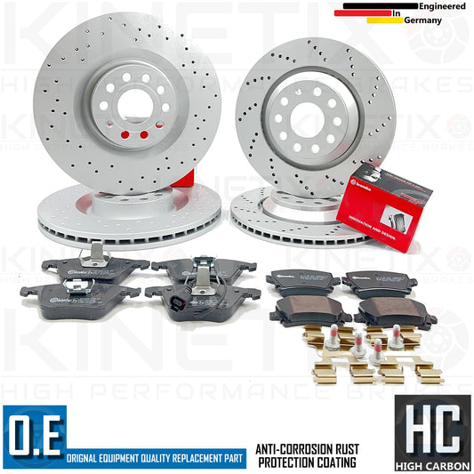FOR VW GOLF R MK6 DRILLED FRONT REAR BRAKE DISCS BREMBO PADS 345mm 310mm FR RR