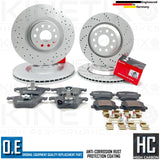 FOR VW GOLF R MK6 CROSS DRILLED FRONT REAR BRAKE DISCS BREMBO PADS 345mm 310mm