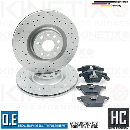 FOR SEAT LEON CUPRA K1 CROSS DRILLED PERFORMANCE FRONT BRAKE DISCS PADS 345mm