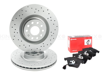 FOR VW GOLF R MK6 HIGH CARBON FRONT DRILLED BRAKE DISCS BREMBO PADS 345mm