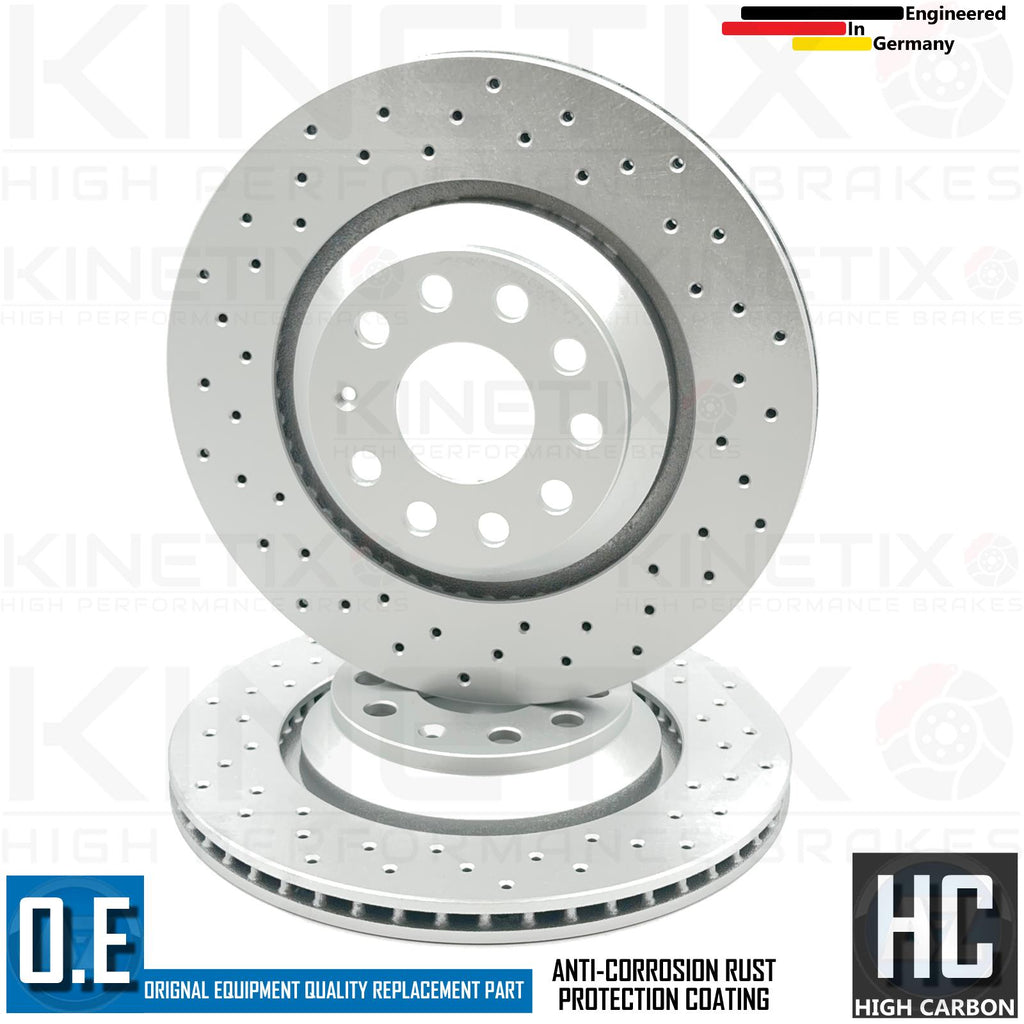 FITS VW GOLF GTI MK8 CLUBSPORT EDITION 45 DRILLED REAR BRAKE DISCS PAIR 310mm