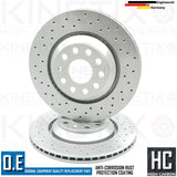 FOR VW GOLF 2.0 GTI MK8 2020- CROSS DRILLED REAR BRAKE DISCS PAIR 310mm COATED
