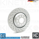 FOR VW GOLF R 2.0 TSI R 2020- MK8 CROSS DRILLED REAR BRAKE DISCS PAIR 310mm