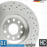 FOR VW GOLF R 2.0 R 2009-2013 MK6 CROSS DRILLED REAR BRAKE DISCS PAIR 310mm