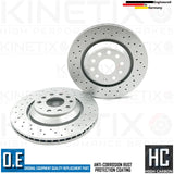 FOR VW PASSAT 2.0 TDI 2010- CROSS DRILLED REAR BRAKE DISCS PAIR 310mm COATED