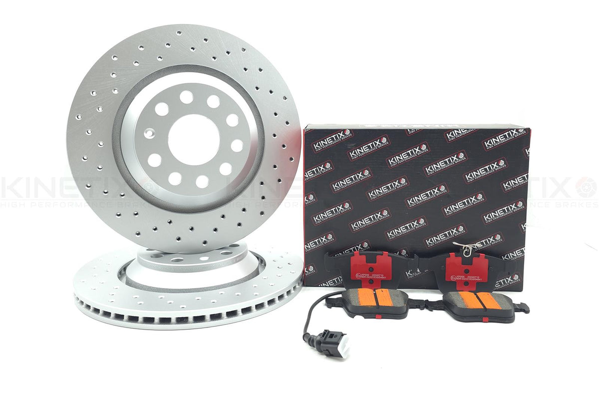 FOR AUDI TTRS TT RS CROSS DRILLED BRAKE DISCS PERFORMANCE PADS 310mm