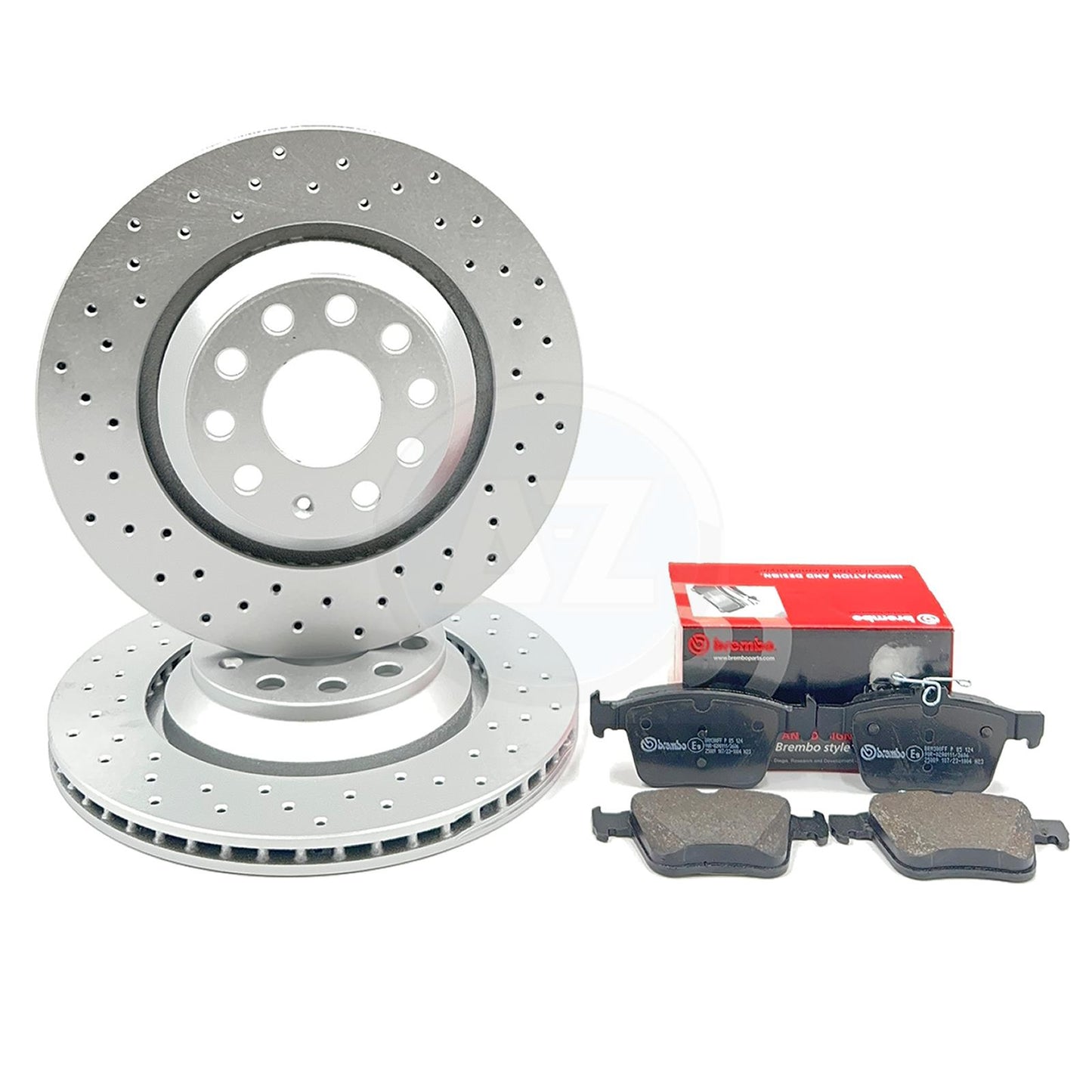 FITS VW ARTEON 2.0 TDI 2017 - DRILLED REAR BRAKE DISCS BREMBO PADS 310mm
