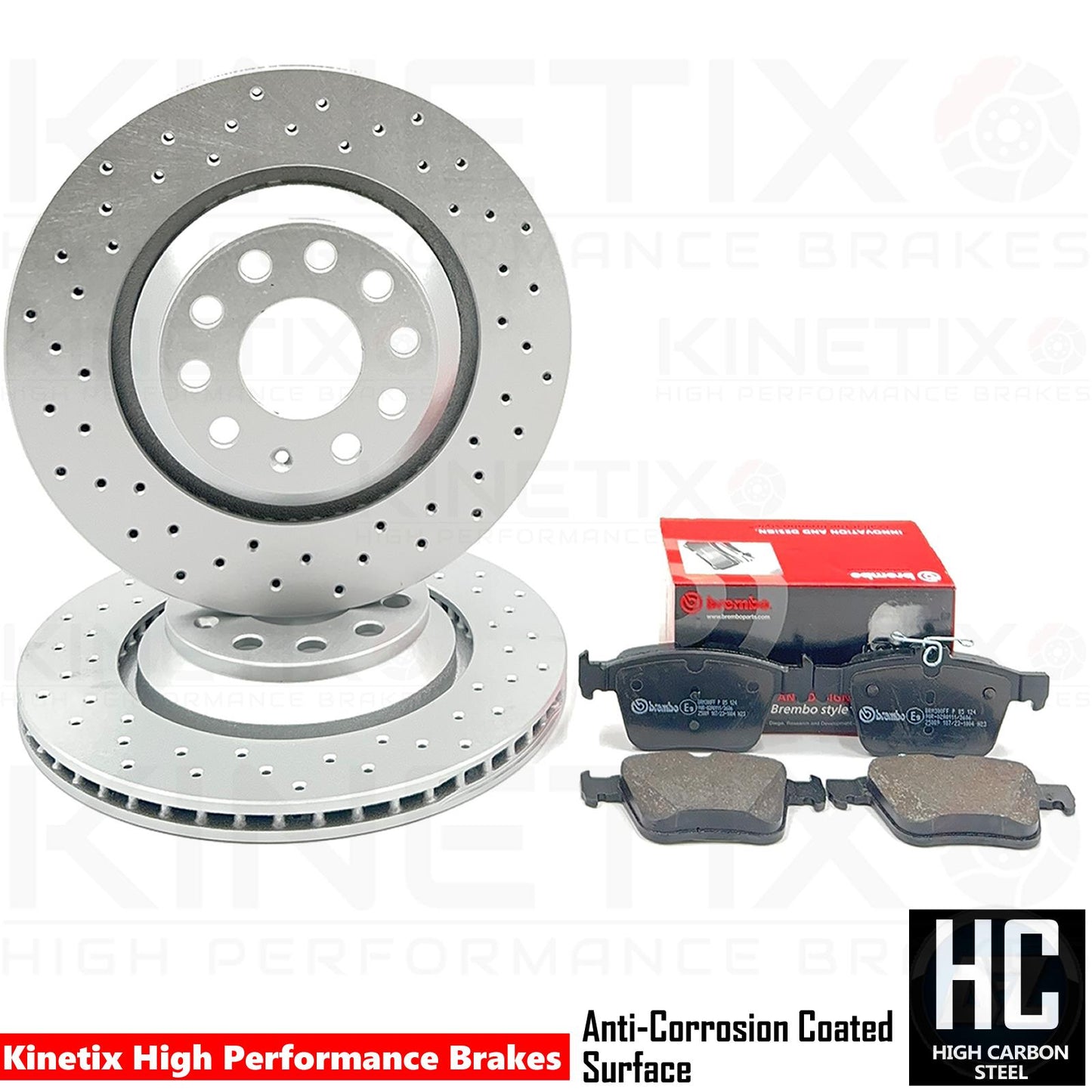FITS VW ARTEON 2.0 TDI 2017 - DRILLED REAR BRAKE DISCS BREMBO PADS 310mm