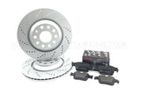 FOR VW GOLF R 2.0 R MK8 CROSS DRILLED FRONT REAR BRAKE DISCS PADS 357mm 310mm