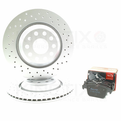 FOR CUPRA LEON VZ1 (2020+) CROSS DRILLED REAR BRAKE DISCS APEC PADS 310mm X 22mm