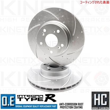 FOR DC5 INTEGRA TYPE R DIMPLED & GROOVED FRONT BRAKE DISCS BREMBO PADS 300mm