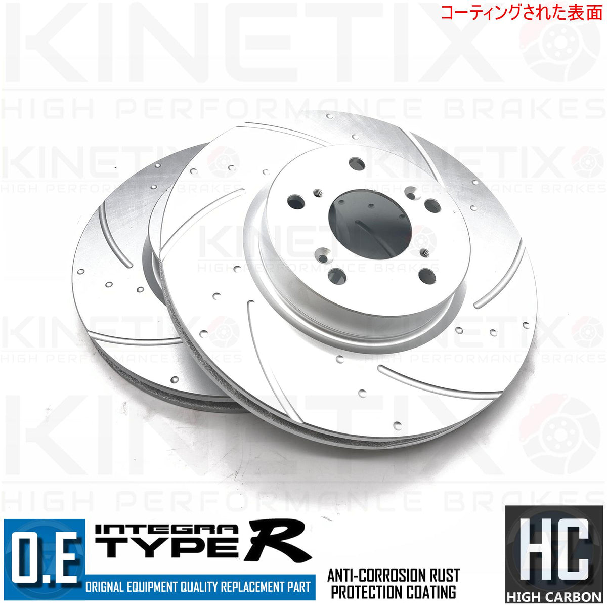 FOR HONDA INTEGRA DC5 TYPE R FRONT DIMPLED GROOVED BRAKE DISCS BREMBO PADS 300m