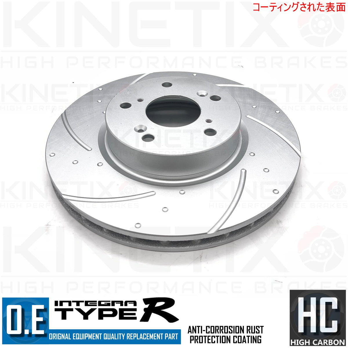 FOR DC5 INTEGRA TYPE R DIMPLED & GROOVED FRONT BRAKE DISCS BREMBO PADS 300mm