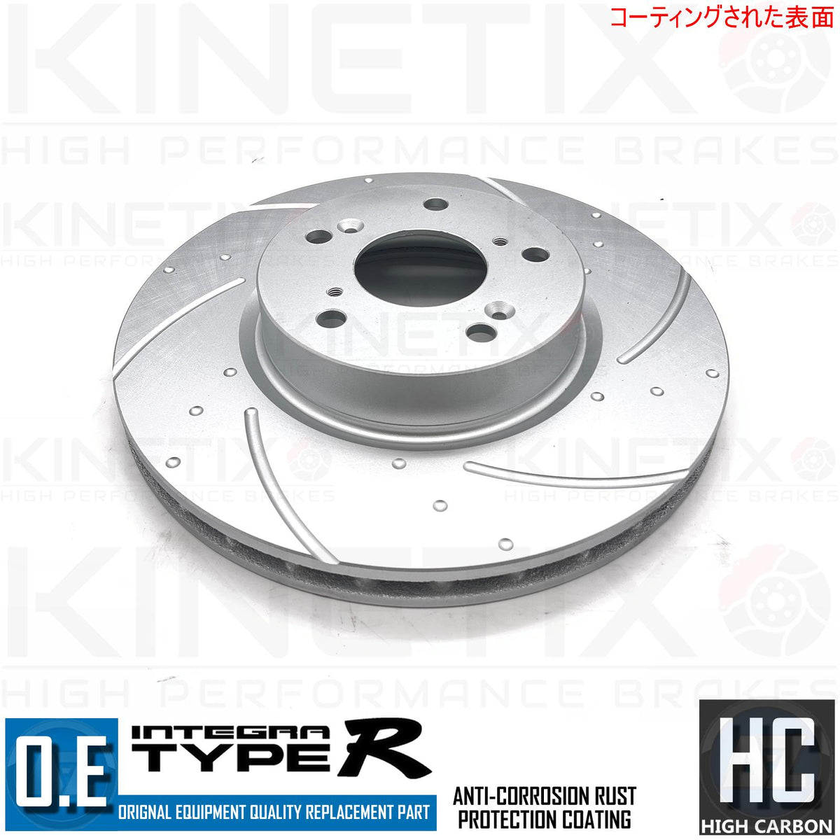 FOR DC5 INTEGRA TYPE R DIMPLED & GROOVED FRONT BRAKE DISCS BREMBO PADS 300mm