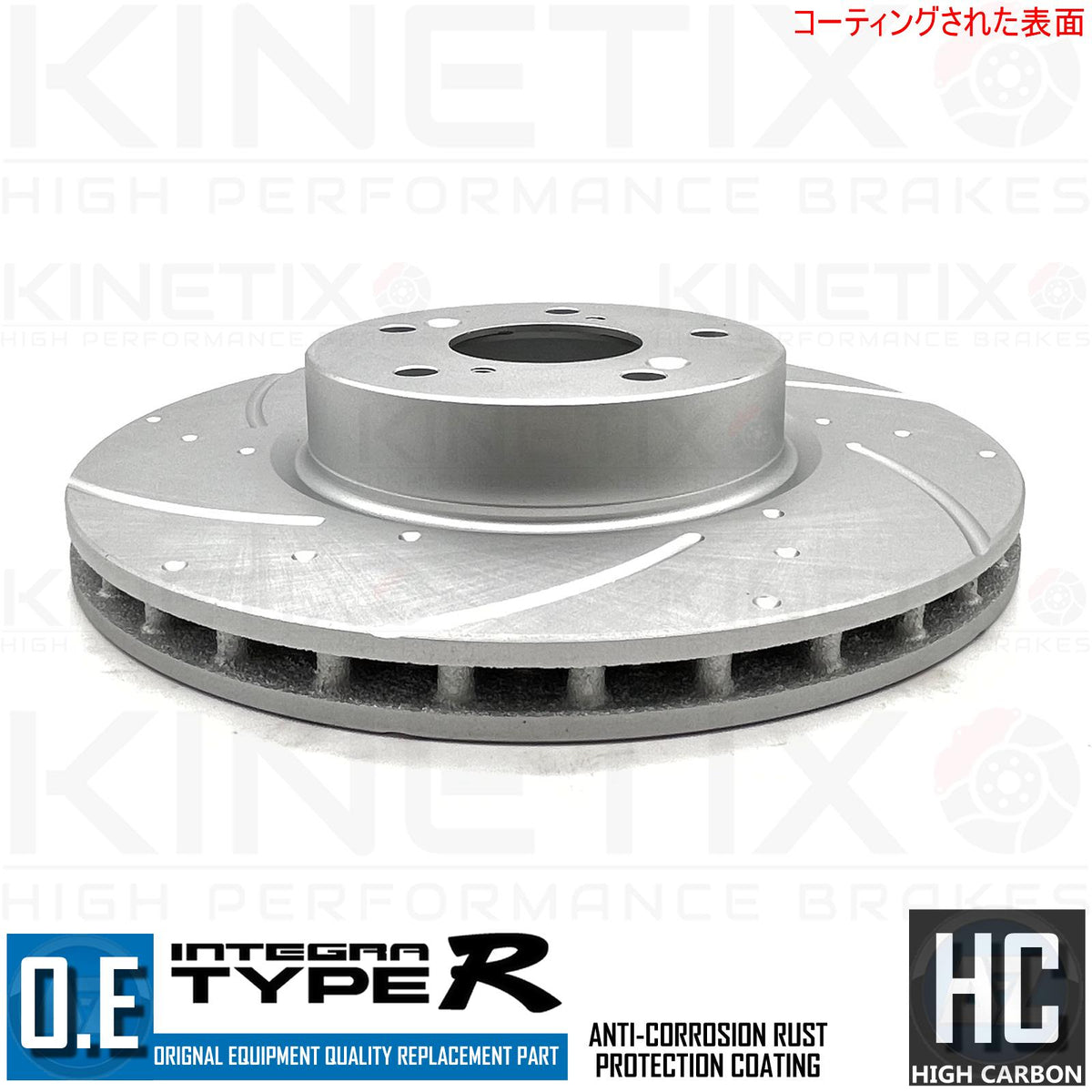 FOR DC5 INTEGRA TYPE R DIMPLED & GROOVED FRONT BRAKE DISCS BREMBO PADS 300mm