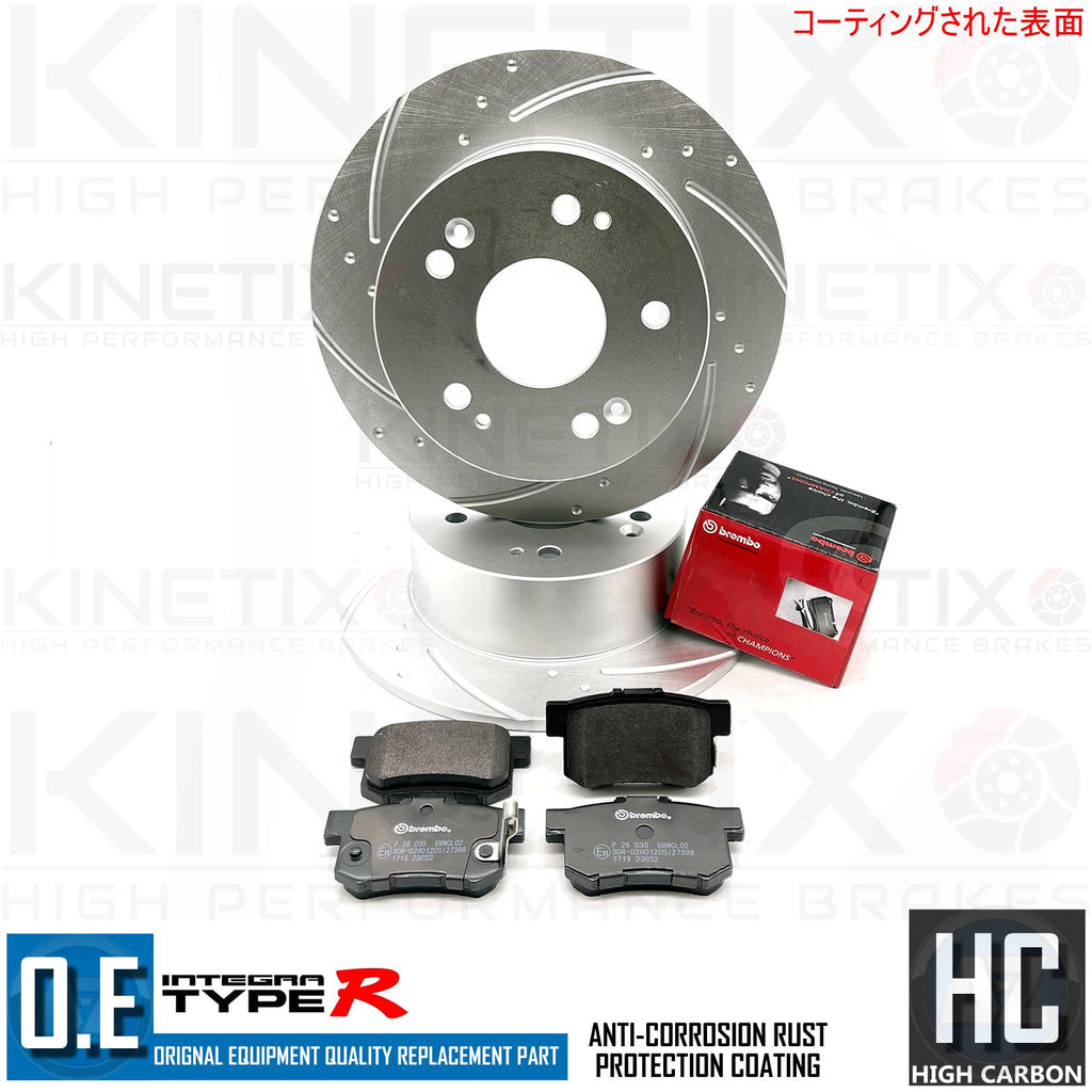 FOR HONDA INTEGRA DC5 TYPE R REAR DIMPLED GROOVED BRAKE DISCS BREMBO PADS 260mm