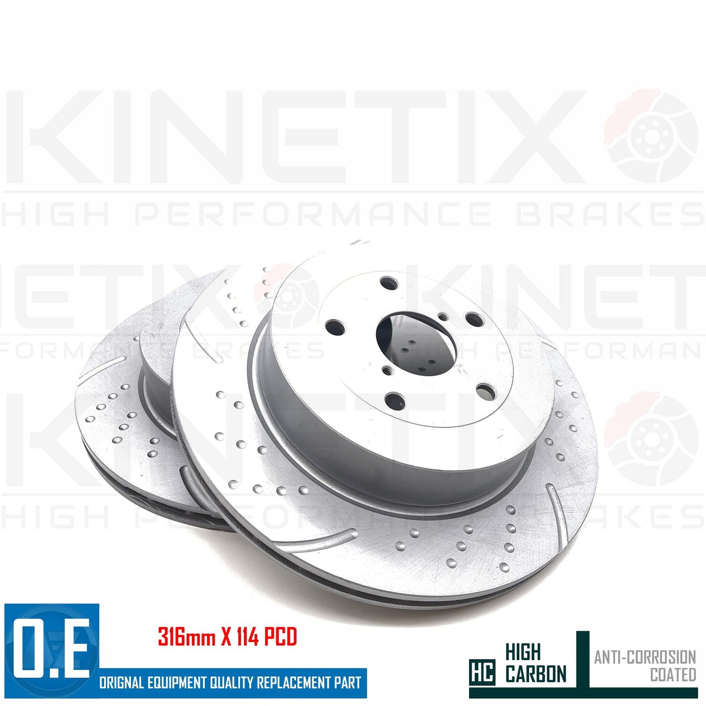 FOR SUBARU IMPREZA GD 2.0 WRX STi 01-05 REAR PERFORMANCE BRAKE DISCS PAIR 316mm