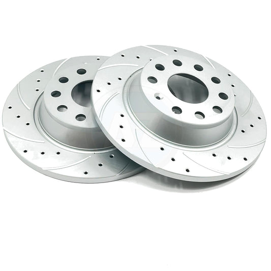 FOR AUDI CUPRA SEAT SKODA DRILLED GROOVED REAR BRAKE DISCS PADS 272mm X 10mm