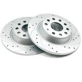 FOR VW GOLF MK7 1.6 TDI 14-18 REAR DRILLED GROOVED DISCS RACING PADS 272mm