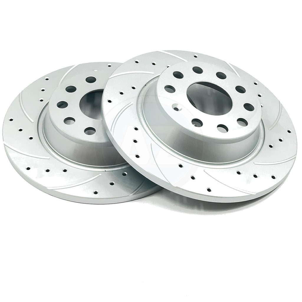 FOR AUDI CUPRA SEAT SKODA VW DRILLED GROOVED REAR BRAKE DISCS PAIR 272mm x 10mm