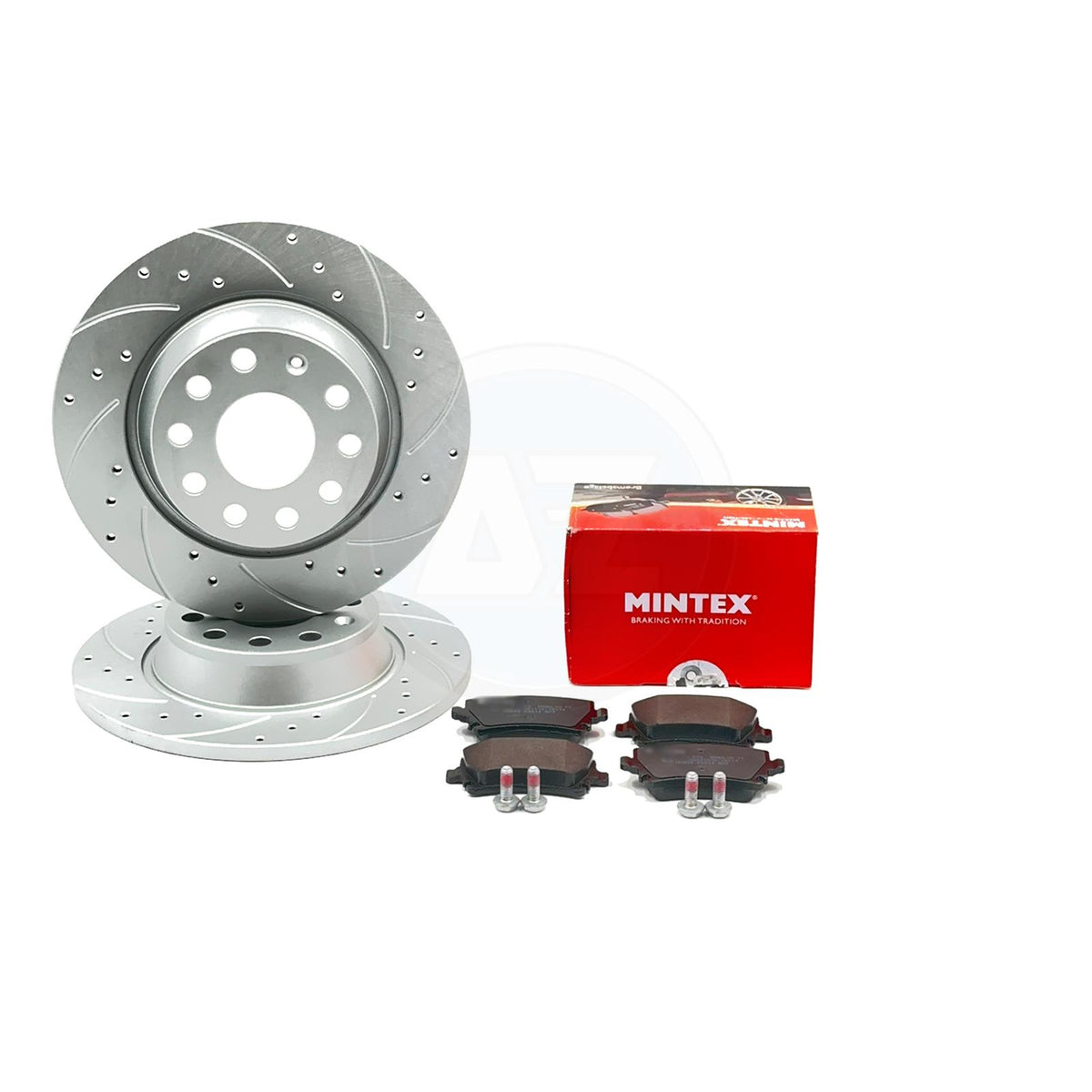 FOR SKODA REAR CROSS DRILLED & GROOVED PERFORMANCE BRAKE DISCS MINTEX PADS 282mm