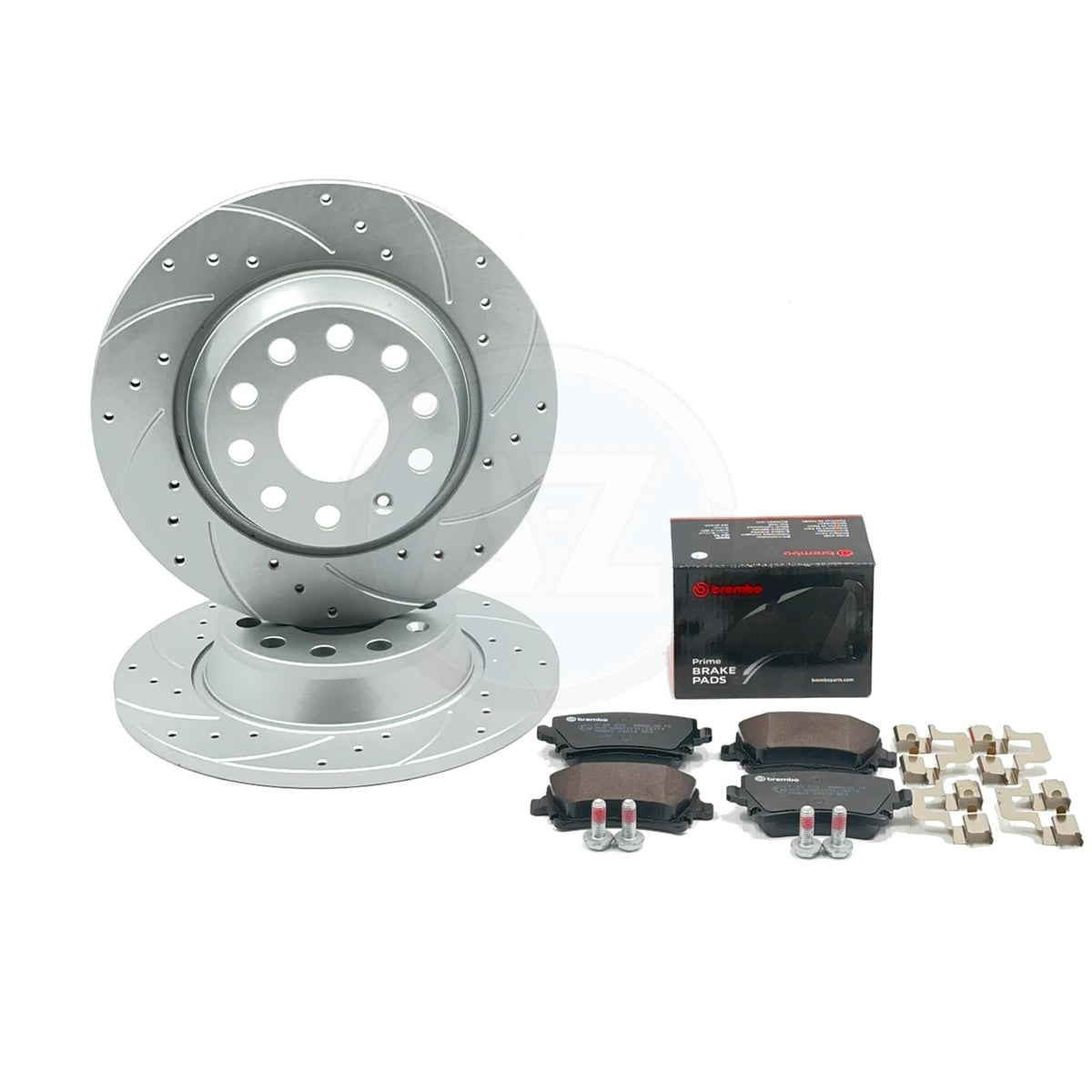 FOR VW CC PASSAT 2.0 TDI B6 B7 DRILLED GROOVED REAR BRAKE DISCS BREMBO PADS