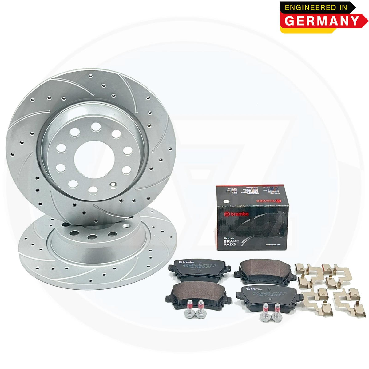 FOR VW CC PASSAT 2.0 TDI B6 B7 DRILLED GROOVED REAR BRAKE DISCS BREMBO PADS