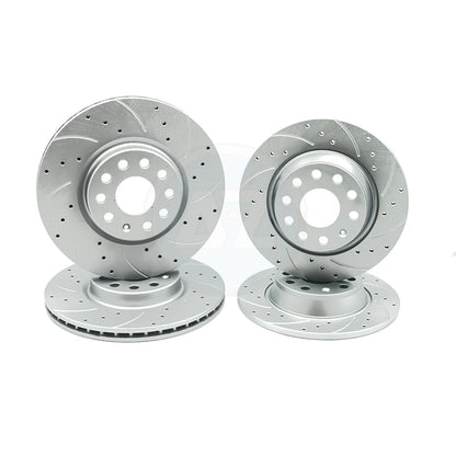 FOR VW GOLF GTI MK7 DRILLED GROOVED FRONT REAR BRAKE DISCS BREMBO PADS 312/300