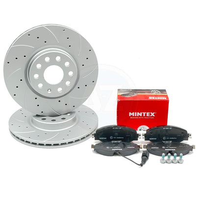 FOR AUDI A3 8Y 35 TDI TFSI S LINE DRILLED GROOVED FRONT BRAKE DISCS MINTEX PADS