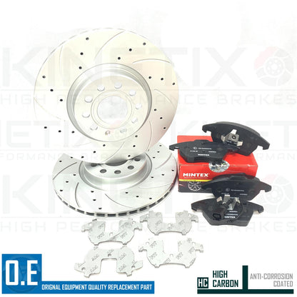 FOR VW PASSAT B6 B7 DRILLED GROOVED FRONT BRAKE DISCS MINTEX PADS 312mm