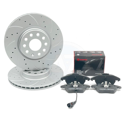 FOR AUDI A3 (8P) 1.4 1.6 1.8 1.9 2.0 TDi TSi TFSi FRONT BRAKE DISCS BREMBO PADS