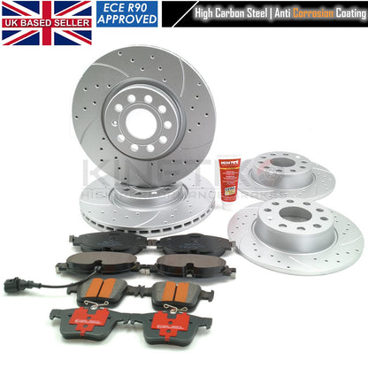 FOR SEAT LEON 1.5 ETSI 19+ DRILLED GROOVED FRONT REAR BRAKE DISCS PADS 312/272