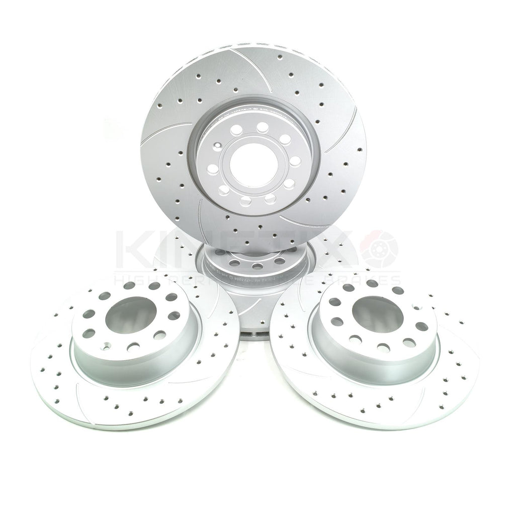 FOR SEAT LEON ST 2.0 TDI 4DRIVE 14-18 FRONT REAR DRILLED GROOVED BRAKE DISCS