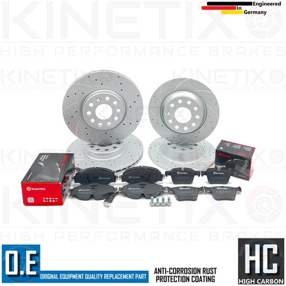 FOR VW GOLF GTI MK7 DRILLED GROOVED FRONT REAR BRAKE DISCS BREMBO PADS 312/300