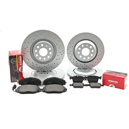 FOR VW GOLF GTE MK8/8.5 CROSS DRILLED FRONT REAR BRAKE DISCS MINTEX PADS 340mm 310mm