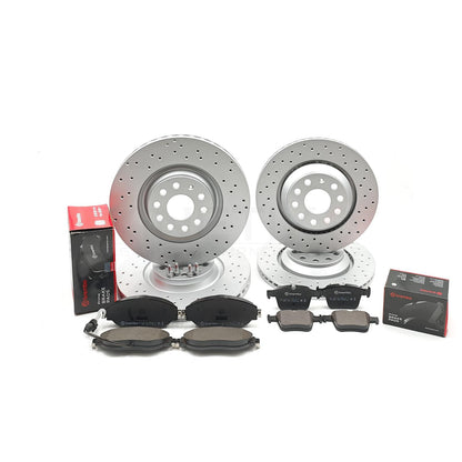 FOR AUDI S3 8V DRILLED FRONT REAR BRAKE DISCS BREMBO PADS 340mm 310mm FR RR