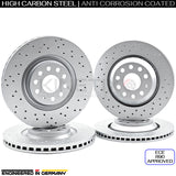 FOR VW GOLF R MK7 FRONT REAR CROSS DRILLED PERFORMANCE BRAKE DISCS 340mm 310mm