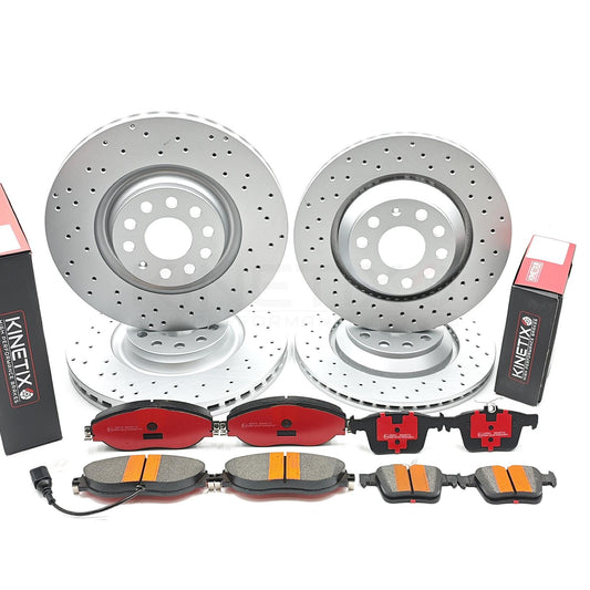 FOR VW GOLF R MK7 FRONT REAR CROSS DRILLED BRAKE DISCS PADS 340MM 310MM