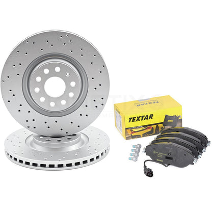 FOR CUPRA LEON 2.0 TSI VZ1 (2020+) DRILLED FRONT BRAKE DISCS TEXTAR PADS 340mm
