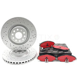FOR AUDI TT 2.0 TTS CROSS DRILLED PERFORMANCE FRONT BRAKE DISCS PADS 340