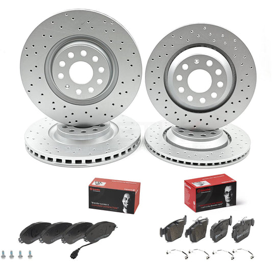 FOR VW GOLF GTE MK8/8.5 CROSS DRILLED FRONT REAR BRAKE DISCS BREMBO PADS 340mm 310mm