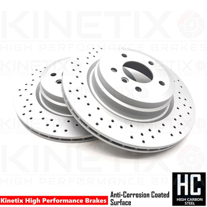FOR BMW 330i 330d 335i 335d E90 E91 E92 E93 DRILLED REAR BRAKE DISCS DELPHI PADS