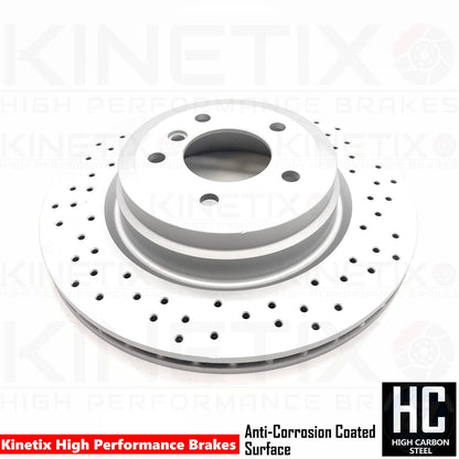FOR BMW 330i 330d 335i 335d E90 E91 E92 E93 DRILLED REAR BRAKE DISCS BREMBO PADS