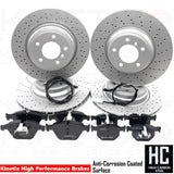 FOR BMW 335i 335d FRONT REAR DRILLED BRAKE DISCS PADS WEAR WIRE SENSORS