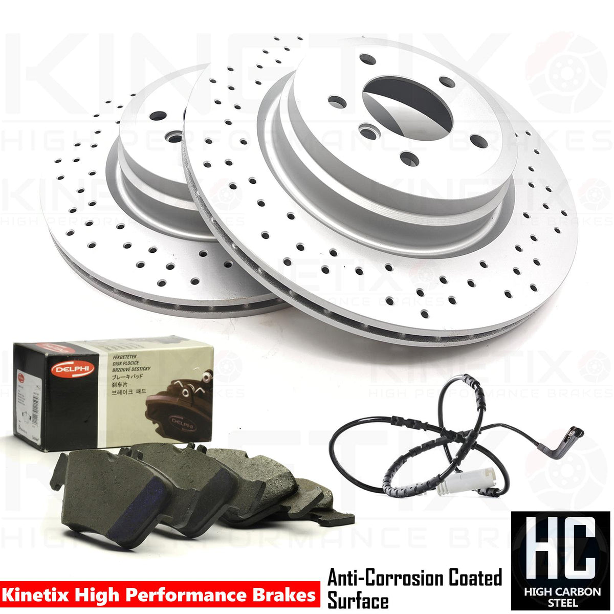 FOR BMW 330i 330d 335i 335d E90 E91 E92 E93 DRILLED REAR BRAKE DISCS DELPHI PADS