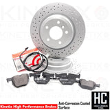 FOR BMW 335d 335i M SPORT CROSS DRILLED REAR BRAKE DISCS BREMBO PADS SENSOR 336m